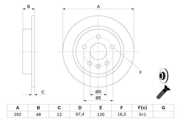 BOSCH 0 986 479 513 Bremsscheiben Ø 292mm für Hinterachse