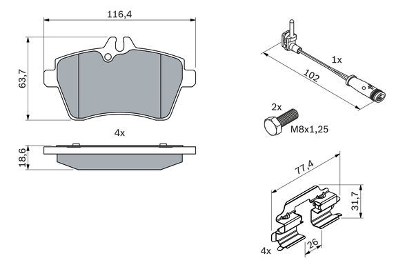 BOSCH 0 986 494 290 Bremsbelagsatz Scheibenbremse