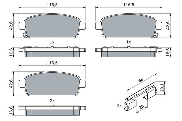 BOSCH 0 986 494 666 Bremsbelagsatz Scheibenbremse