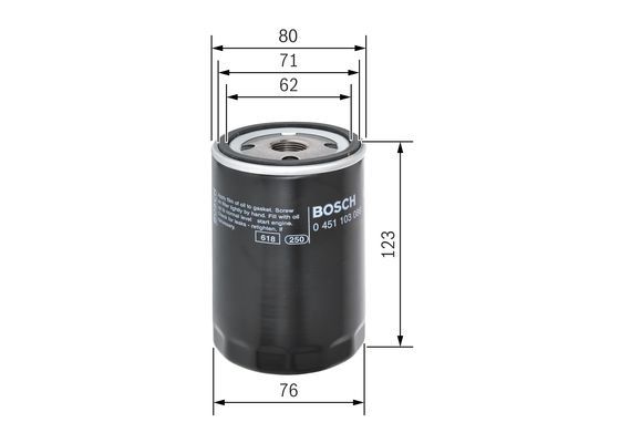 BOSCH 0 451 103 086 Ölfilter P3086 Ø 80mm Höhe 123mm