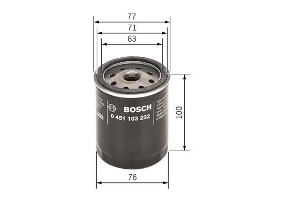 BOSCH 0 451 103 232 Ölfilter P3232 Ø 76mm Höhe 100mm