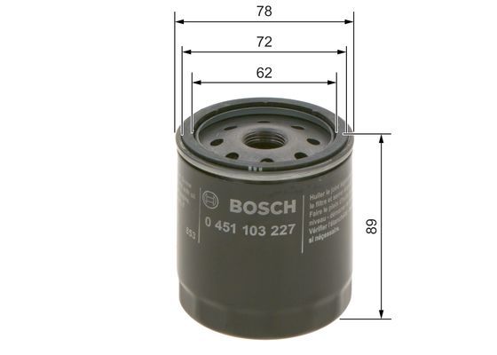 BOSCH 0 451 103 227 Ölfilter P3227 Ø 775mm Höhe 89mm