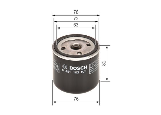 BOSCH 0 451 103 271 Ölfilter P3271 Ø 76mm Höhe 805mm