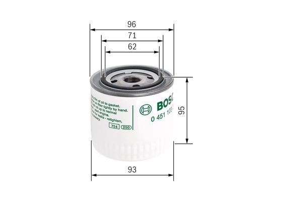 BOSCH 0 451 103 260 Ölfilter P3260 Ø 93mm Höhe 956mm