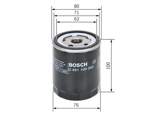 BOSCH 0 451 103 352 Ölfilter P3352 Ø 76mm Höhe 100mm