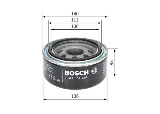 BOSCH 0 451 103 368 Ölfilter P3368 Ø 136mm Höhe 925mm