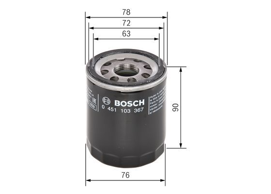 BOSCH 0 451 103 367 Ölfilter P3367 Ø 76mm Höhe 997mm