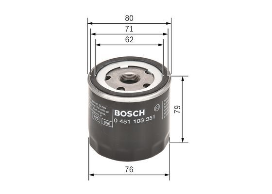 BOSCH 0 451 103 351 Ölfilter P3351 Ø 76mm Höhe 79mm