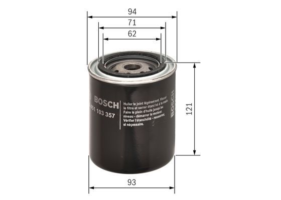 BOSCH 0 451 103 357 Ölfilter P3357 Ø 93mm Höhe 121mm