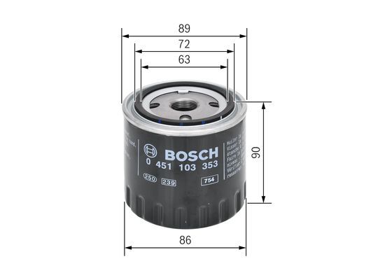 BOSCH 0 451 103 353 Ölfilter P3353 Ø 863mm Höhe 896mm