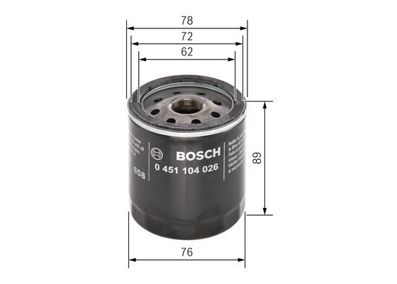 BOSCH 0 451 104 026 Ölfilter P4026 Ø 76mm Höhe 89mm