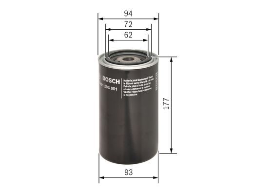 BOSCH 0 451 203 001 Ölfilter P30011 Ø 93mm Höhe 1763mm