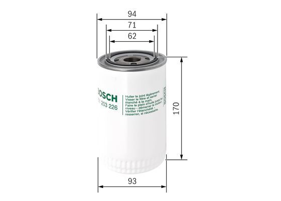 BOSCH 0 451 203 226 Ölfilter P3226 Ø 93mm Höhe 170mm