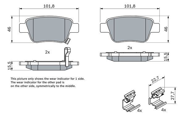 BOSCH 0 986 424 798 Bremsbelagsatz Scheibenbremse