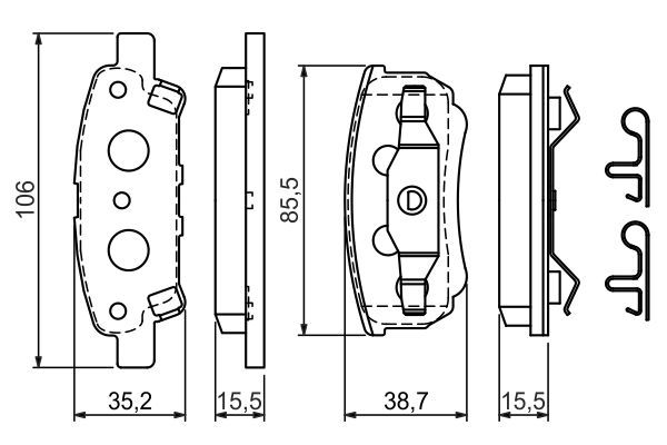 BOSCH 0 986 424 814 Bremsbelagsatz Scheibenbremse