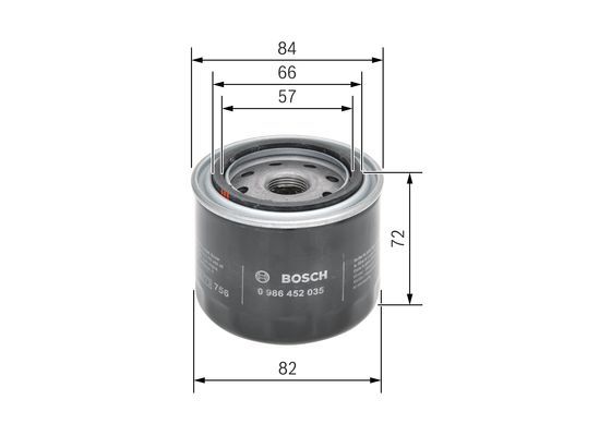 BOSCH 0 986 452 035 Ölfilter P2035 Ø 82mm Höhe 72mm