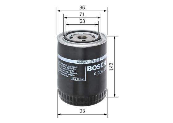 BOSCH 0 986 452 400 Ölfilter P2400 Ø 93mm Höhe 142mm