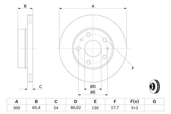 BOSCH 0 986 478 842 Bremsscheibe Ø 300mm für Vorderachse