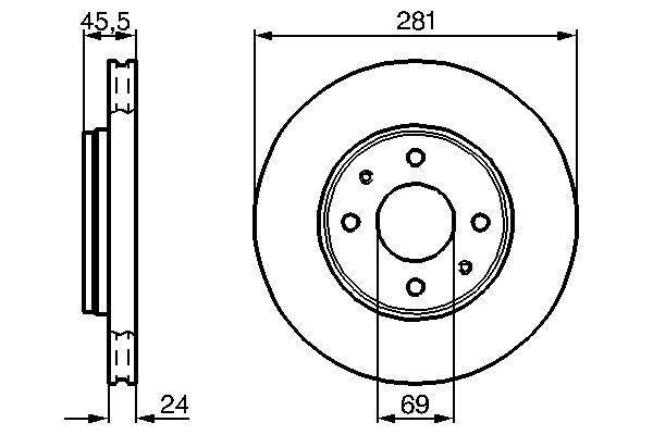 BOSCH 0 986 479 B37 Bremsscheiben Ø 281mm für Vorderachse