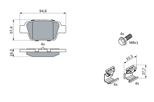 BOSCH 0 986 494 030 Bremsbelagsatz Scheibenbremse