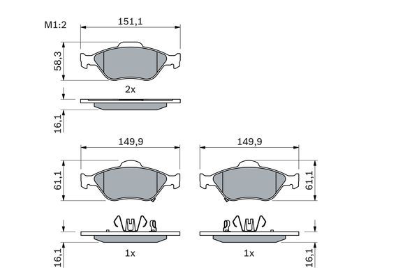 BOSCH 0 986 494 101 Bremsbelagsatz Scheibenbremse