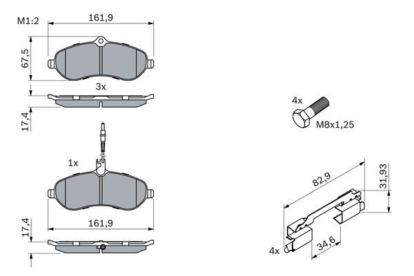 BOSCH 0 986 494 163 Bremsbelagsatz Scheibenbremse