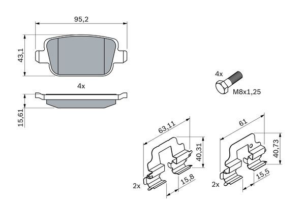 BOSCH 0 986 494 214 Bremsbelagsatz Scheibenbremse