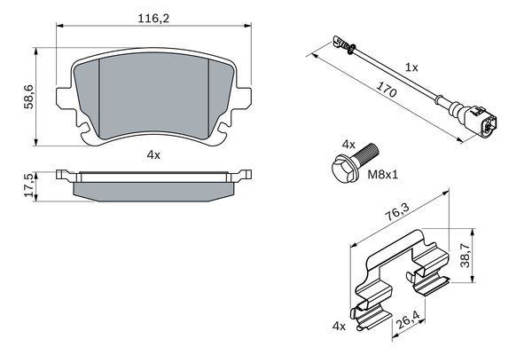 BOSCH 0 986 494 583 Bremsbelagsatz Scheibenbremse