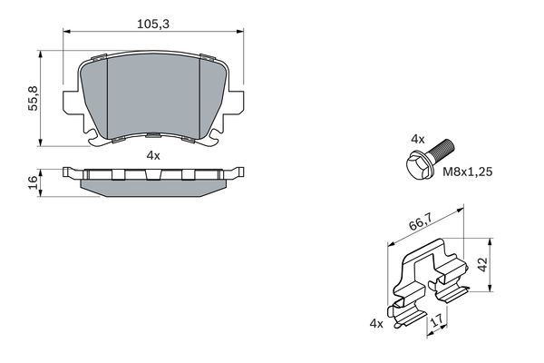 BOSCH 0 986 494 595 Bremsbelagsatz Scheibenbremse