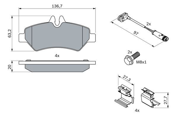 BOSCH 0 986 494 601 Bremsbelagsatz Scheibenbremse