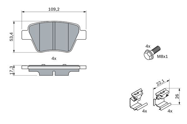 BOSCH 0 986 494 643 Bremsbelagsatz Scheibenbremse