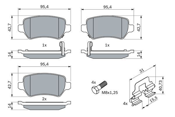 BOSCH 0 986 494 654 Bremsbelagsatz Scheibenbremse