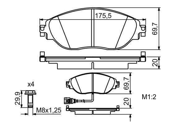 BOSCH 0 986 494 704 Bremsbelagsatz Scheibenbremse