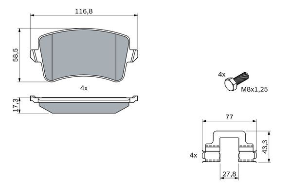 BOSCH 0 986 494 733 Bremsbelagsatz Scheibenbremse