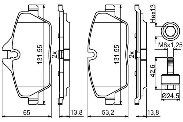 BOSCH 0 986 494 813 Bremsbelagsatz Scheibenbremse