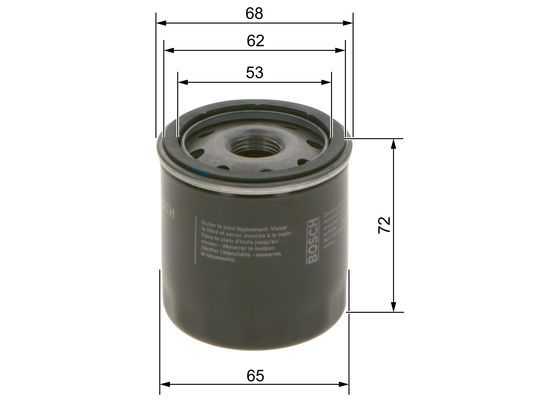 BOSCH 0 986 452 028 Ölfilter P2028 Ø 65mm Höhe 72mm