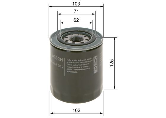 BOSCH 0 986 452 042 Ölfilter P2042 Ø 102mm Höhe 1261mm