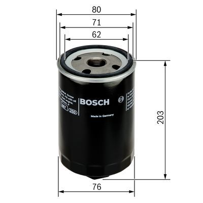 BOSCH 0 451 103 338 Ölfilter P3338 Ø 80mm Höhe 203mm