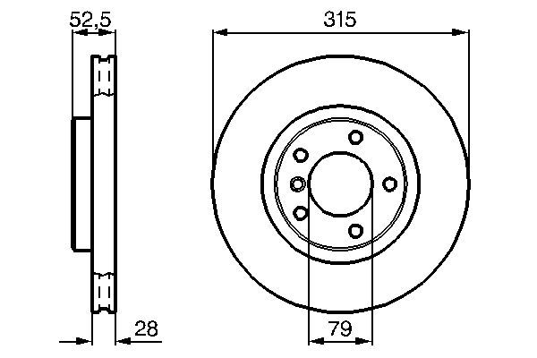 BOSCH 0 986 478 748 Bremsscheibe Ø 315mm für Vorderachse