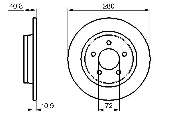 BOSCH 0 986 479 181 Bremsscheiben Ø 280mm für Hinterachse