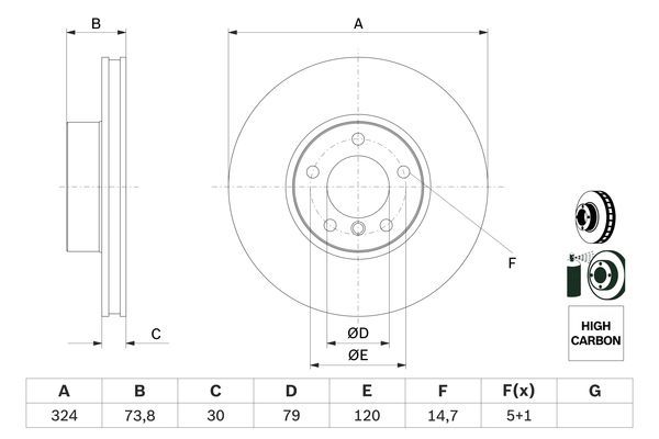 BOSCH 0 986 478 024 Bremsscheibe Ø 324mm für Vorderachse