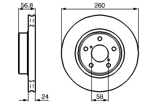 BOSCH 0 986 478 293 Bremsscheiben Ø 260mm für Vorderachse