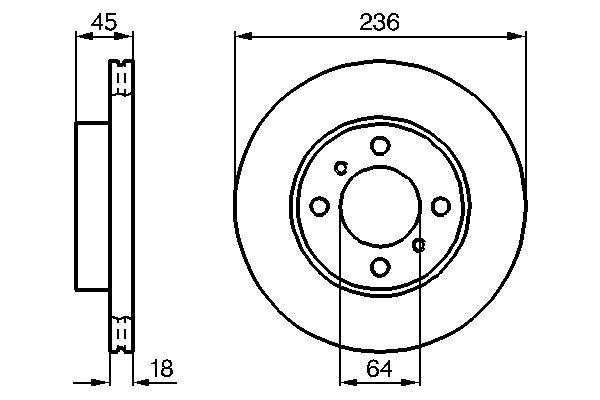 BOSCH 0 986 478 572 Bremsscheiben Ø 236mm für Vorderachse