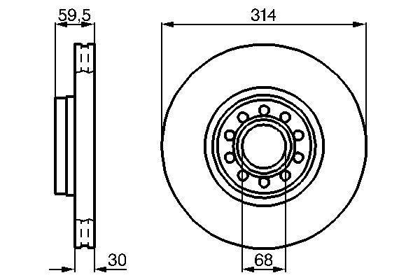 BOSCH 0 986 478 617 Bremsscheibe Ø 314mm für Vorderachse