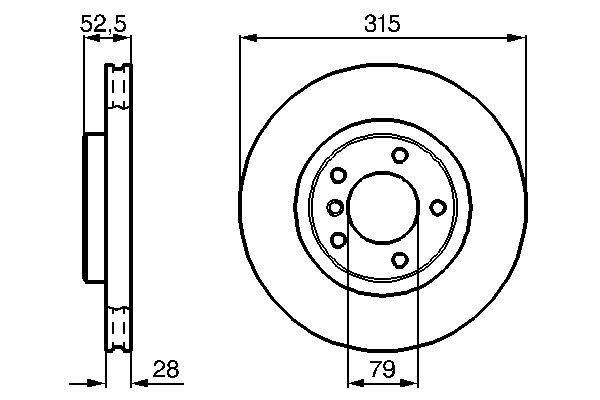 BOSCH 0 986 478 762 Bremsscheibe Ø 315mm für Vorderachse