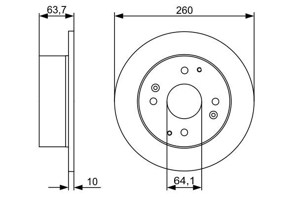 BOSCH 0 986 479 504 Bremsscheiben Ø 260mm für Hinterachse