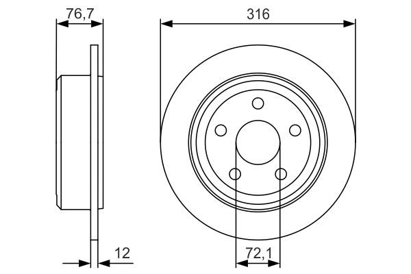 BOSCH 0 986 479 R08 Bremsscheiben Ø 316mm für Hinterachse