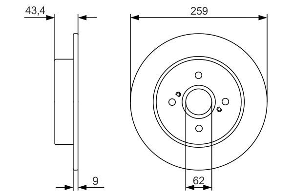 BOSCH 0 986 479 V07 Bremsscheiben Ø 259mm für Hinterachse