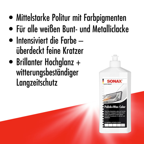 SONAX 02960000 Polish + Wax Color weiß 500ml